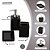 Kit Banheiro Lavabo Porcelana 3 Peças Quadrado Cor Preto - Imagem 3