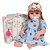 Boneca Reborn Loira Realista Vestido Coroa Azul Kit Itens - Imagem 1