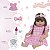 Boneca Reborn Realista Valentina Com Vestido Xadrez Rosa - Imagem 4