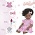 Boneca Bebê Reborn Menina Negra Com Lindo Vestido Xadrez - Imagem 3