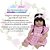 Boneca Reborn Realista Morena 46cm Vestido Xadrez Rosa - Imagem 2