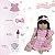 Boneca Reborn Realista Morena 46cm Vestido Xadrez Rosa - Imagem 3