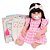 Boneca Reborn Realista Morena 46cm Vestido Xadrez Rosa - Imagem 1