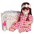 Boneca Bebê Reborn 100% Vinil Siliconado Com Vestido Xadrez - Imagem 1