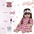 Boneca Bebê Reborn 100% Vinil Siliconado Com Vestido Xadrez - Imagem 2