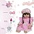 Boneca Reborn Realista Menina Linda Enxoval Xadrez 13 Itens - Imagem 4