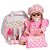 Bebê Reborn Loira Realista Conjunto Xadrez Rosa Completo - Imagem 1