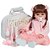 Boneca Bebê Reborn Menina 100% Vinil Vestido Coração Rosa - Imagem 1
