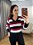 Blusa tricot gola V listras - Imagem 1
