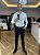 Camisa social masculina slim fit fibra de bambu branca listrada - Imagem 3