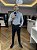 Camisa social masculina slim fit fibra de bambu cinza listrada - Imagem 3
