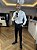 Camisa social masculina slim fit fibra de bambu branca lisa textura - Imagem 3