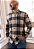Camisa masculina xadrez flanelada bege com preto - Imagem 1