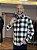 Camisa masculina xadrez flanelada preto com bege - Imagem 3