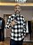 Camisa masculina xadrez flanelada preto com bege - Imagem 1