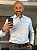 Camisa social masculina slim fit fibra de bambu vichy azul - Imagem 1