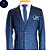 Terno Masculino Slim Poliviscose Azul Xadrez Corte italiano - Imagem 2