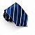 Gravata azul com listras diagonais brancas e azul - Imagem 1