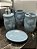 Kit de Banheiro de Cerâmica 4 Peças Conchas Azul Porta Sabonete Líquido /Saboneteira/Porta Escova/Porta algodão - Imagem 1