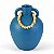 Vaso Decorativo Azul com Colar de Madeira Grande - Imagem 1