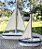 Enfeite Barco Jangada Azul e Branco 23 cm Decoração Náutica de Mesa - Imagem 2