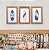 Kit 3 Quadros Prancha Azul Marinho Decoração de Parede Casa de Praia - Imagem 1