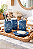 Kit de Banheiro de Cerâmica 4 Peças Conchas Azul Marinho Porta Sabonete Líquido /Saboneteira/Porta Escova/Porta algodão - Imagem 1