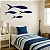 Kit 4 Peixes Azul Marinho em Madeira Decoração Náutica Praia - Imagem 3