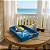 Bandeja Azul Estrelas e Coral em Madeira 35x25 cm Decoração Náutica Praia - Imagem 2