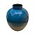 Vaso Decorativo Redondo Azul e Bege 27 cm em Metal - Imagem 3