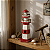 Farol Decorativo Vermelho e Branco em Madeira 27x11x11 - Imagem 1