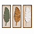 Kit 3 Quadros com Linho Folhas de Bananeira Verde, Marrom e Branco 100x35cm - Imagem 2