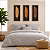 Kit 3 Quadros com Linho Folhas Fundo Preto em Madeira 100x35cm - Imagem 1