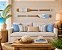 Kit 2 Remos Azul Claro e Branco Listrado 130 cm Decoração Náutica Praia - Imagem 1