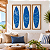 Kit 3 Quadros com Linho Pranchas Azul e Branco 100x35cm - Imagem 1