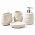 Kit de Banheiro de Cerâmica 4 Peças Ondas Branco Porta Sabonete Líquido /Saboneteira/Porta Escova/Porta algodão - Imagem 2