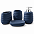 Kit de Banheiro de Cerâmica 4 Peças Ondas Azul Marinho Porta Sabonete Líquido /Saboneteira/Porta Escova/Porta algodão - Imagem 2