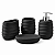 Kit de Banheiro de Cerâmica 4 Peças Ondas Preto Porta Sabonete Líquido /Saboneteira/Porta Escova/Porta algodão - Imagem 2