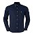 Camisa Ralph Lauren Masculina Custom Fit Tricoline Azul marinho Mescla - Imagem 1
