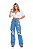 Calça Feminina Jeans Wide Leg Delavê Destroyed Godli - Imagem 1
