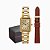 Relógio Mondaine Feminino Dourado Quadrado Pulseira Couro Marrom - Imagem 6
