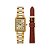Relógio Mondaine Feminino Dourado Quadrado Pulseira Couro Marrom - Imagem 1