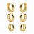Brinco Kit Trio de Brincos de Argolinhas Lisas Grossas- Semijoia Banhada a Ouro 18K - Imagem 1