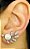 Brinco Ear Cuff Pérolas Folhas Cravejado - Semijoia Banhada Ouro 18 K - Imagem 1