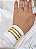 Bracelete Três linhas Grossas Dourado Grande Fino Liso - Semijoia Banhada ouro 18K - Imagem 1
