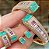 Conjunto Luxo de Pedra Fusion Verde Agua e Zicornias Coloridas e Cristais - Composto por Anel, Bracelete e Brinco - Semi - Imagem 1