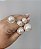 Conjunto Meia Perola Luxuoso Com Zircônias Cristais - Semijoia Banhado a Ouro 18k - Imagem 2