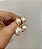 Conjunto Meia Perola Luxuoso Com Zircônias Cristais - Semijoia Banhado a Ouro 18k - Imagem 3