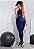 Conjunto Fitness Calça Legging Cintura Alta + Cropped Alcinha Marinho com Elásticos - Imagem 4