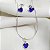 Conjunto brinco + pingente coração azul royal prata 925 - Imagem 1
